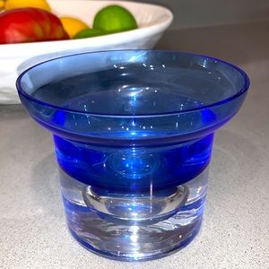 Krosno Poland Crystal Buble Cobalt Blue Votive Candle Holder